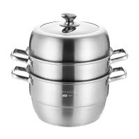 美厨(maxcook)蒸锅304不锈钢蒸锅 三层汤锅30CM加厚复底 燃气炉电磁炉通用 锅具MCZ827