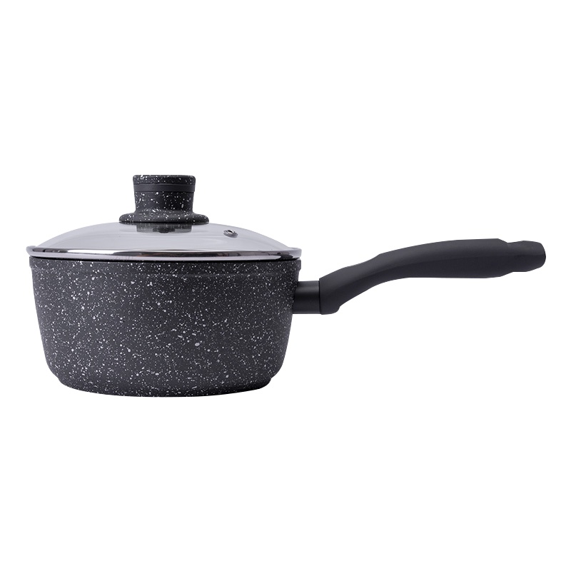 Jeetee吉特不粘少烟麦饭石奶锅不粘锅婴儿辅食锅煮粥泡面锅家用汤锅具18cm电磁炉燃气灶通用QMNG001-18G带盖