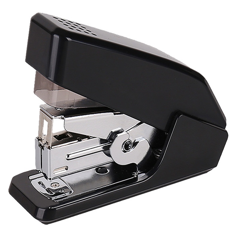 得力(deli)0466小型省力型订书机黑色 送12号订书针一盒 适用24/6- 26/6 书针 订书器 小型装订机