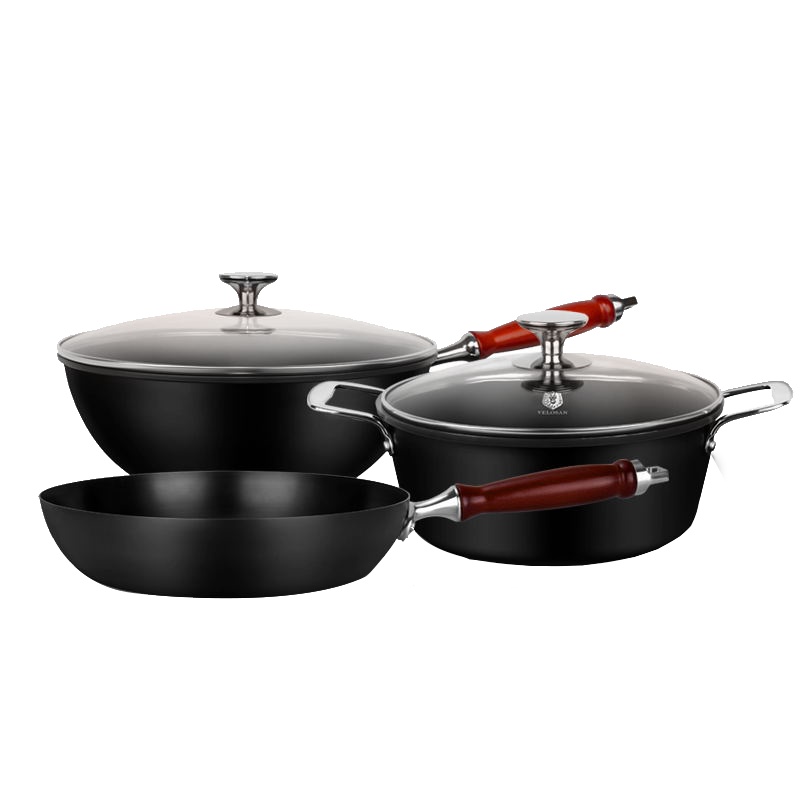 velosan韦诺森德国物理不粘铁锅无涂层炒锅电磁炉燃气灶通用炒煎汤套装ve1204