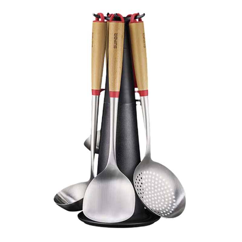 苏泊尔(SUPOR) TK1822Q 小红圈系列六件套锅铲套装 不锈钢铲勺汤勺炒菜铲子铲勺削皮刀