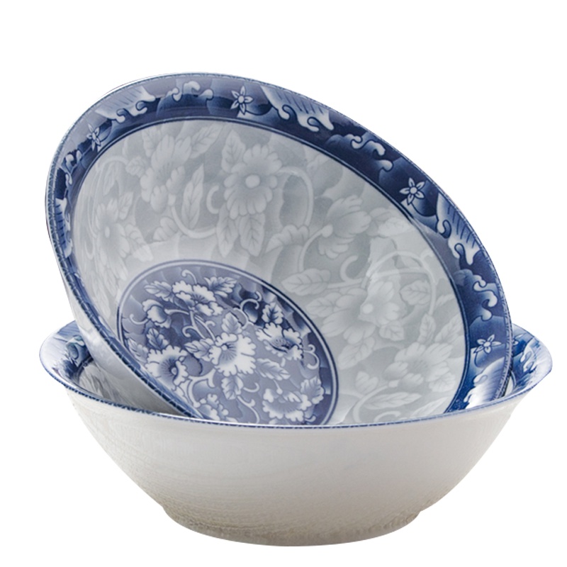 瓷物语日式家用拉面碗大号青花瓷斗笠碗8英寸汤碗吃饭碗泡面碗陶瓷餐具(4只)
