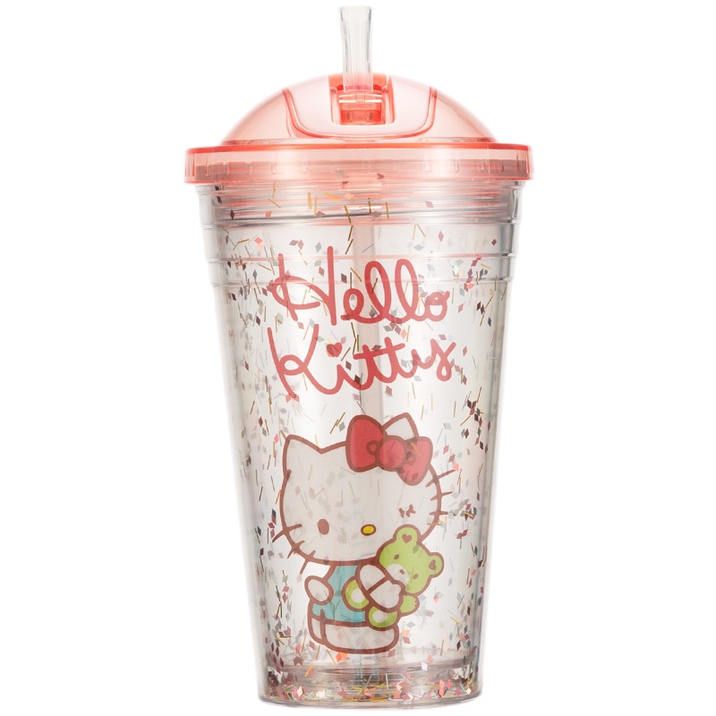 苏宁宜品网红ins风格550毫升夏季吸管杯塑料杯便携随手杯可爱少女学生创意带盖水杯子