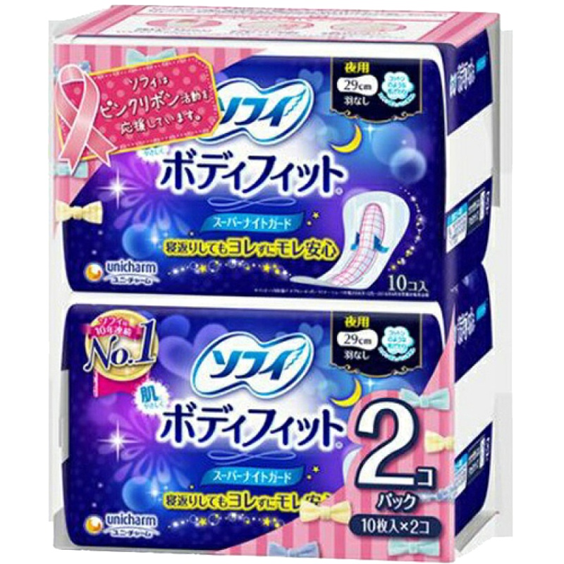 unicharm 尤妮佳 丝贴身安睡夜用 卫生巾夜 290mm*10片 2包装 苏菲