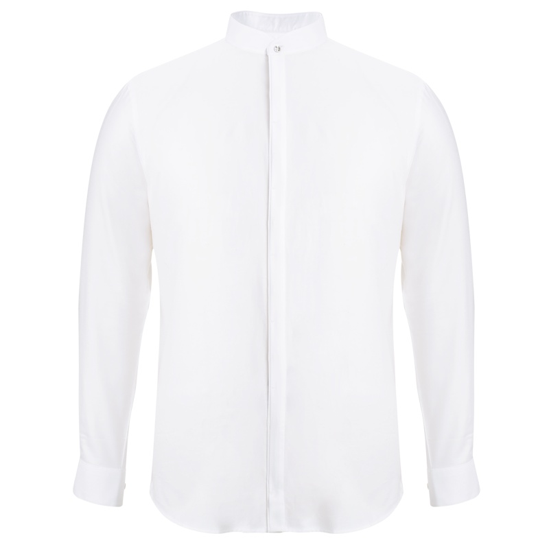 依文立领白衬衫男 纯棉衬衫男潮工装 男士修身白色衬衫EC570710