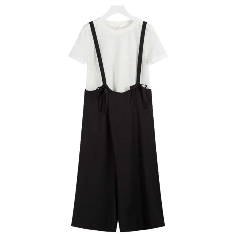 拉夏贝尔拉贝缇夏季女吊带阔腿裤复古温柔风韩版时尚套装