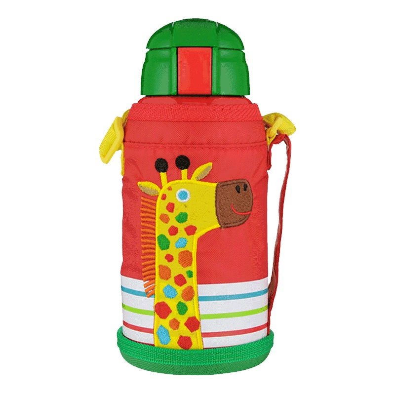 虎牌(Tiger)儿童保温杯卡通吸管杯304不锈钢MML-C06C宝宝喝水杯子防摔幼儿园水壶630ML 长颈鹿CG