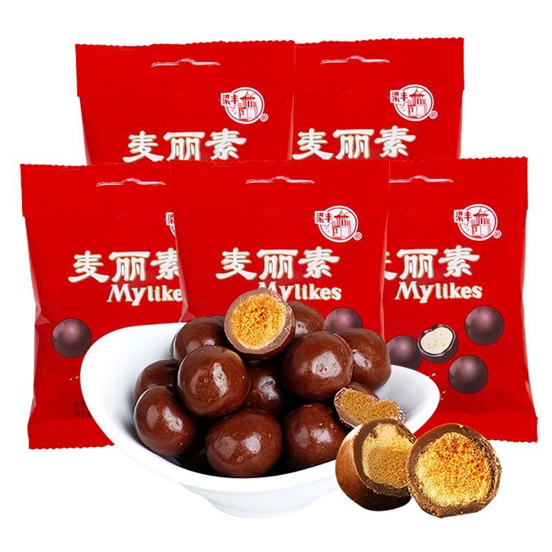 梁丰 麦丽素夹心巧克力豆15g*30包 经典怀旧零食糖果