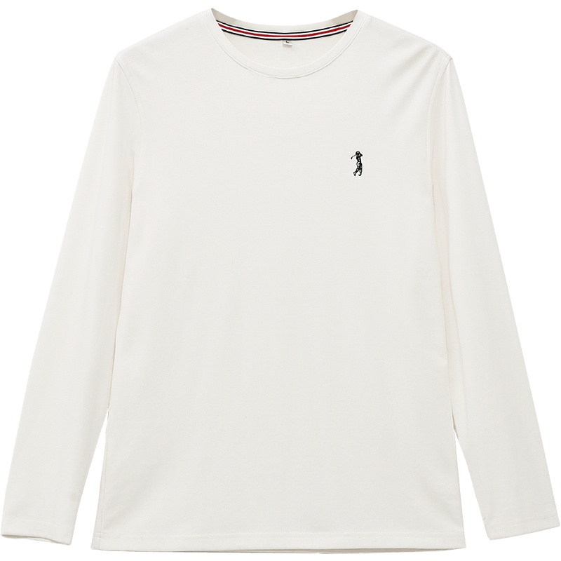 GOLF秋季上衣百搭纯色弹力棉圆领打底男士长袖T恤男款运动户外长袖