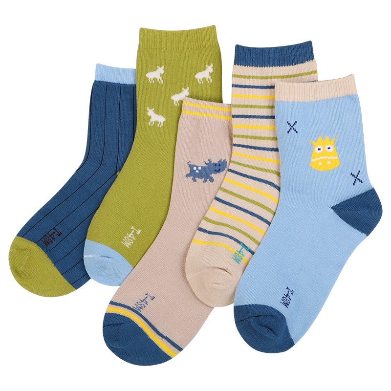 红豆2019年夏季四季男童棉袜中筒袜棉质短袜小男孩中大童春夏其他秋薄款宝宝袜子儿童袜