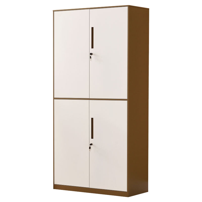 全简文件柜办公柜钢制铁皮柜资料柜档案柜储物拆装柜通双节文件柜咖白套色