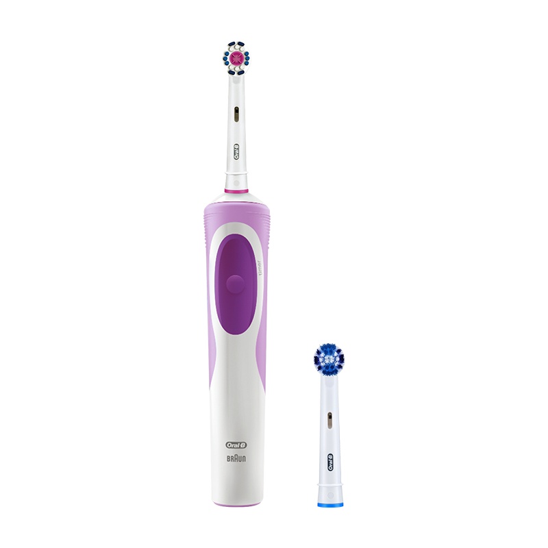 博朗欧乐B D12亮杰型魅力紫 旋转式清洁 防水机身 充电式成人款电动牙刷(含刷头*2)