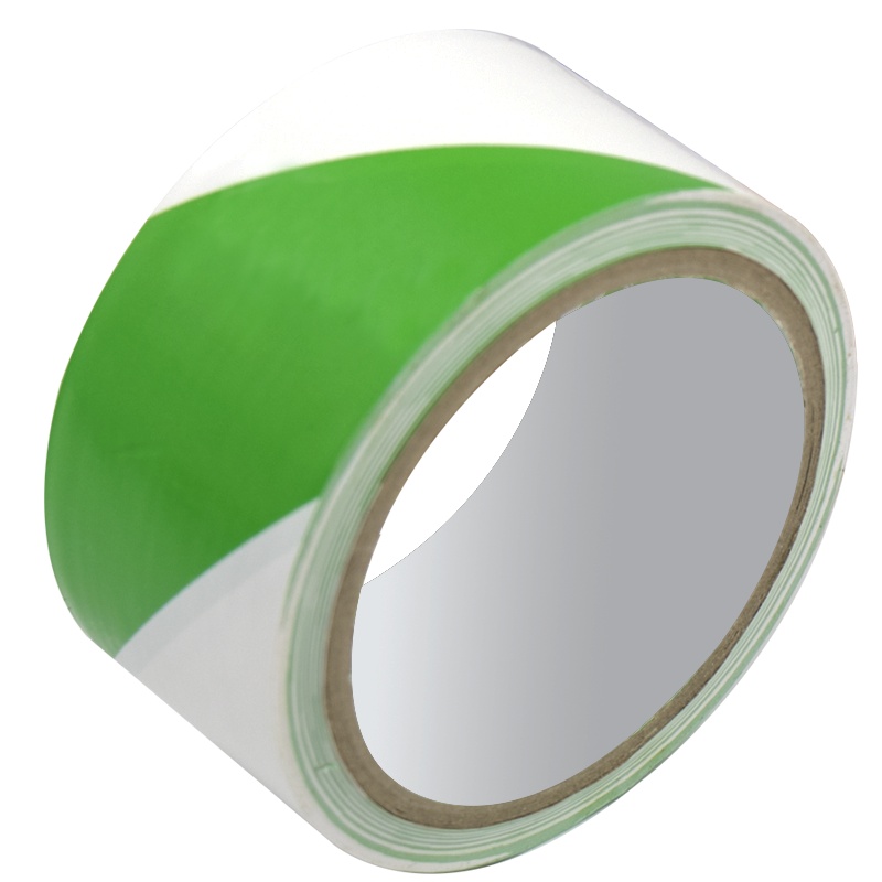 海斯迪克 HKJD-004 车间划线安全标识胶带 PVC警示胶带 地标线斑马线胶带4.8*16 绿白双色警示胶带