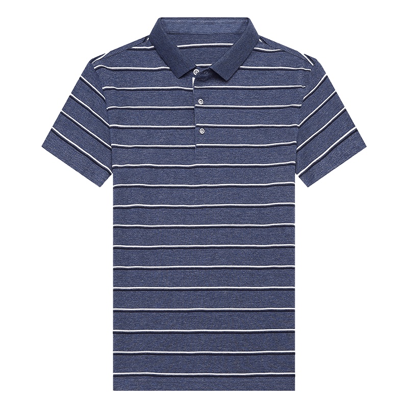 卡帝乐鳄鱼短袖T恤男条纹Polo衫中年宽松翻领体恤衫BAB9071