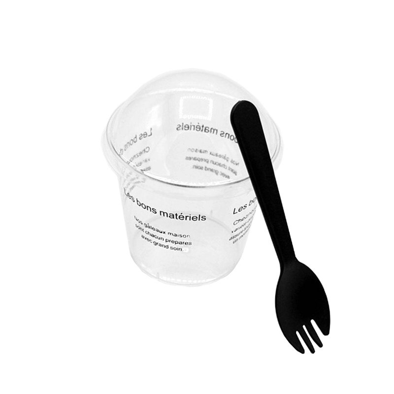 一次性蛋糕慕斯杯 咖啡字带盖配叉勺 50个/件 (件)