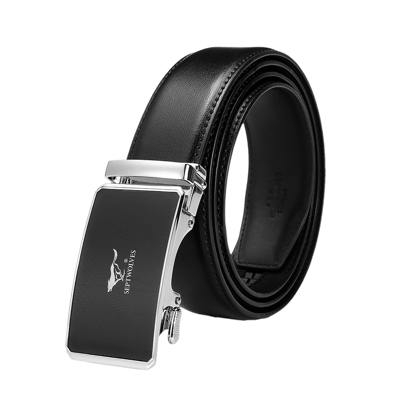 七匹狼(SEPTWOLVES)男士皮带时尚商务牛皮中青年腰带自动扣休闲裤带 精美礼盒送礼自用送父亲送男友生日礼物
