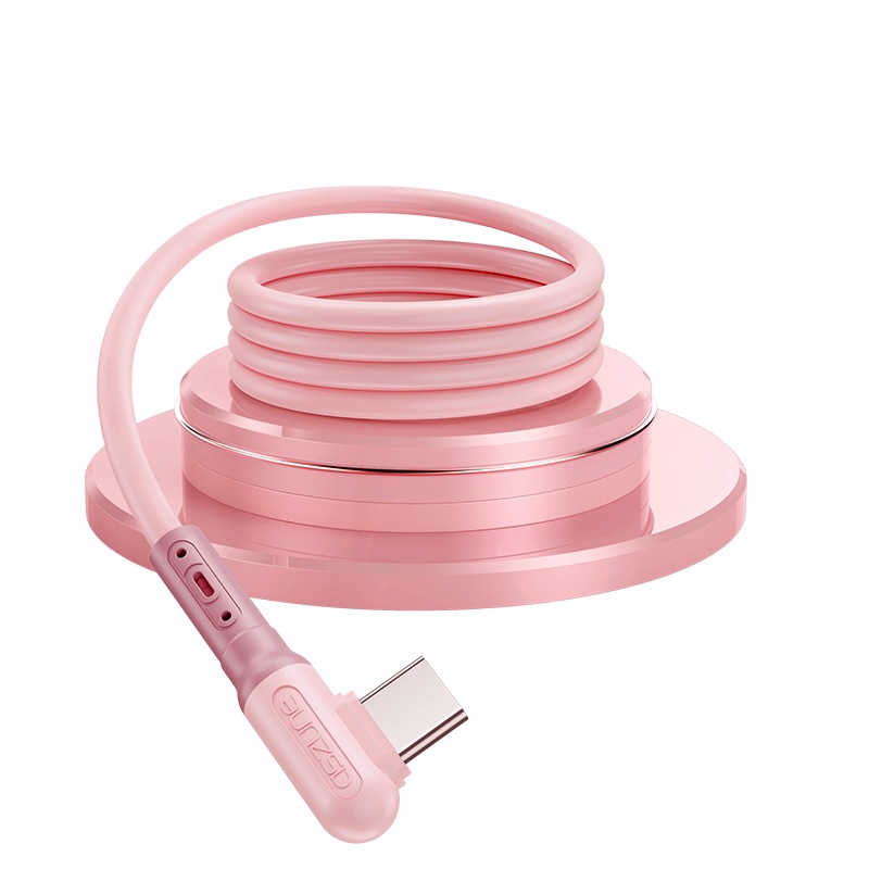 YUTOOL Type-c液态硅胶弯头1.2米粉色 液态软胶 隔热阻燃 弯头不挡手 18W充电功率 涓流充电 2条