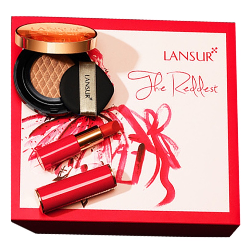 兰瑟一红到底礼盒彩妆套装灰姑娘初学者化妆淡妆漫时空小金盒粉底液口红女