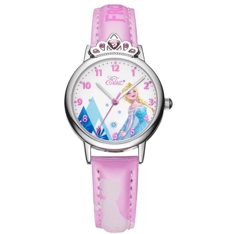 迪士尼(Disney)儿童手表女孩指针式手表卡通可爱冰雪公主小学生双面幻彩女童手表FZ-54182