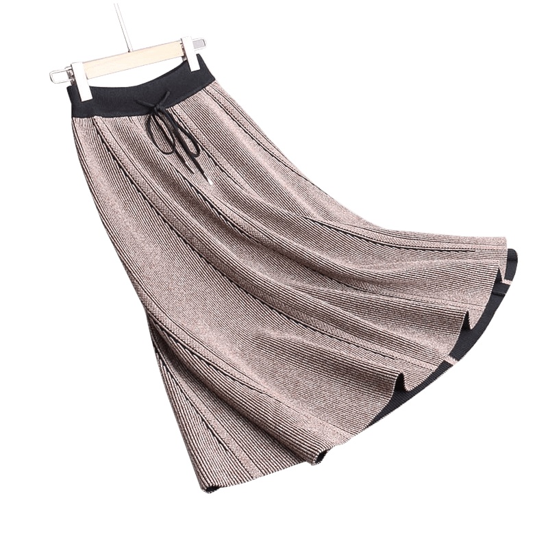 丝柏舍2019秋装女时尚简约纯色显瘦高腰针织半身裙S93T4043B