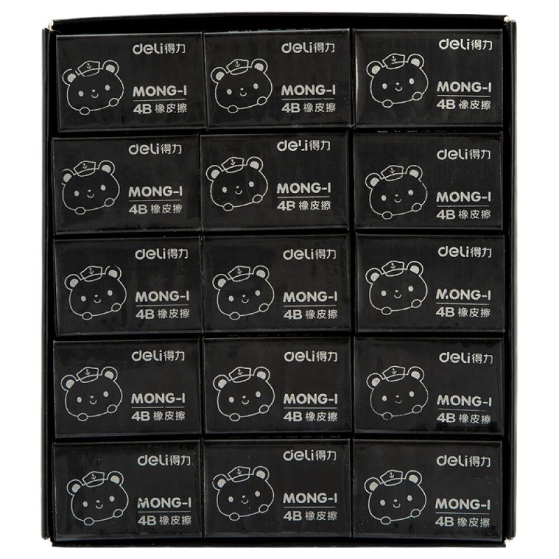 得力(deli)30块大号4B学生 绘图橡皮 萌伊系列橡皮擦 黑色 71111
