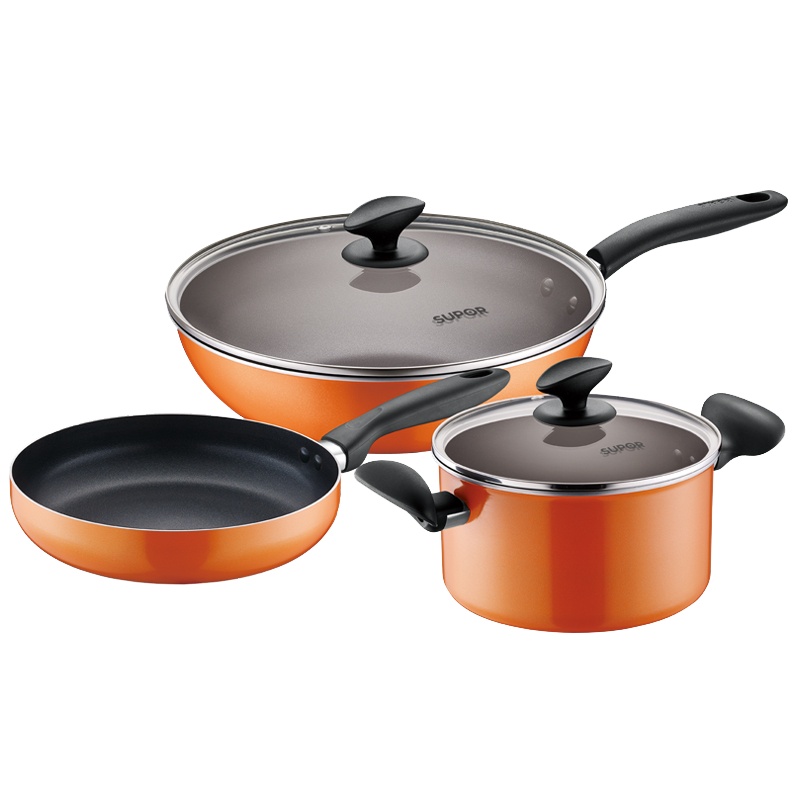 苏泊尔(SUPOR)锅具套装炒锅不粘锅套装厨具三件套明火专用锅具厨房用品套装锅TP1612E套装系列 三件套