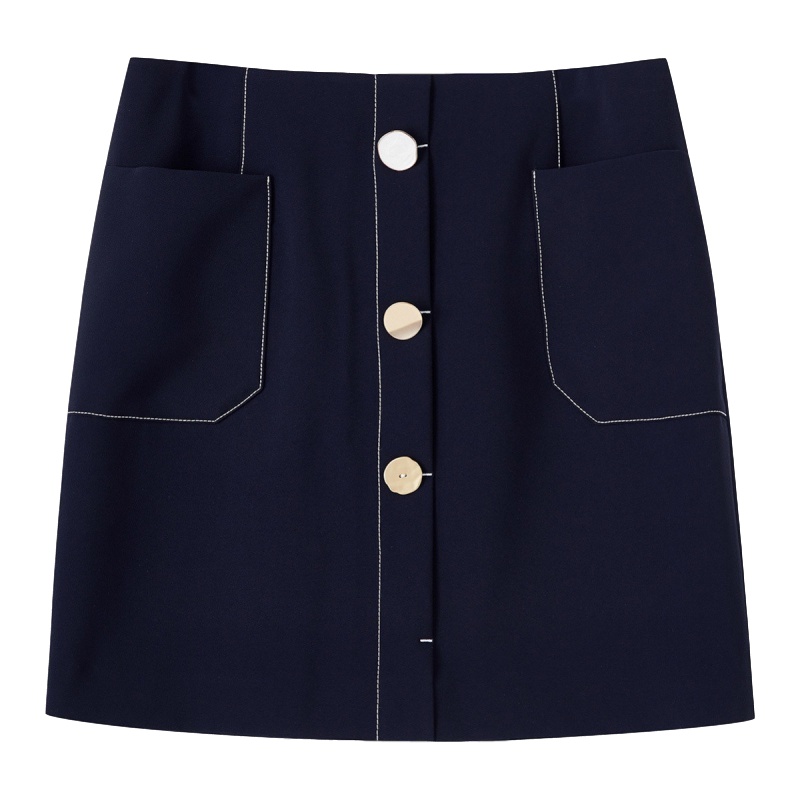 拉夏贝尔韩版a字高腰牛仔短裙女新款夏装复古显瘦学生半身裙