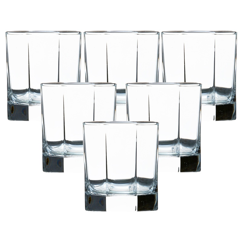 青苹果玻璃洋酒杯烈酒杯水杯套装威士忌酒杯 6只装八角杯200ML