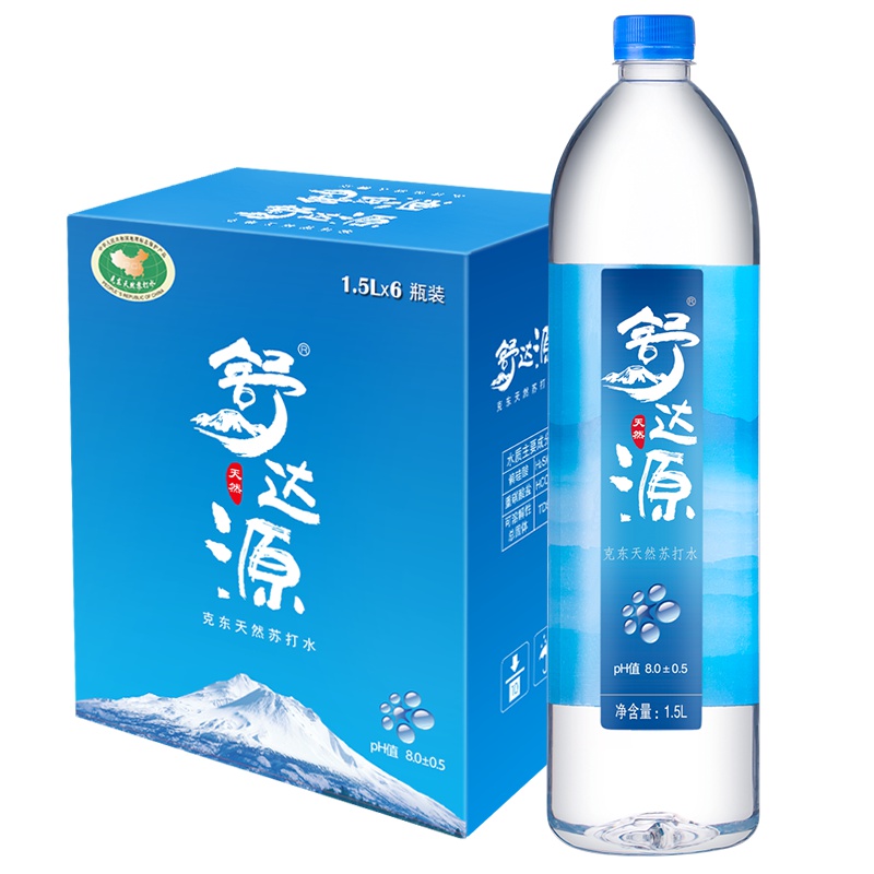 舒达源天然苏打水1.5L*6瓶装 大瓶实惠装 弱碱性饮用水