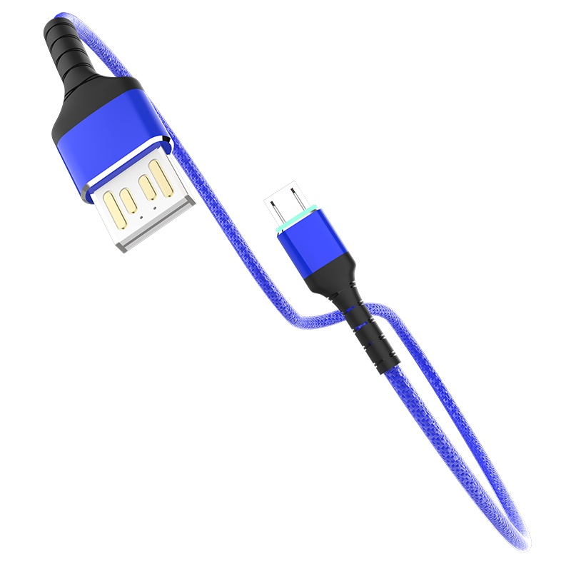 [以换代修]ASPOR LED指示灯安卓数据线 安卓手机充电线1M 快充2.4A电源线平板手机通用 深蓝色尼龙耐折不易断
