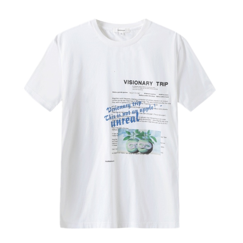 马克华菲短袖男 2019春装新款男士打底衫印花时尚潮流棉圆领T恤