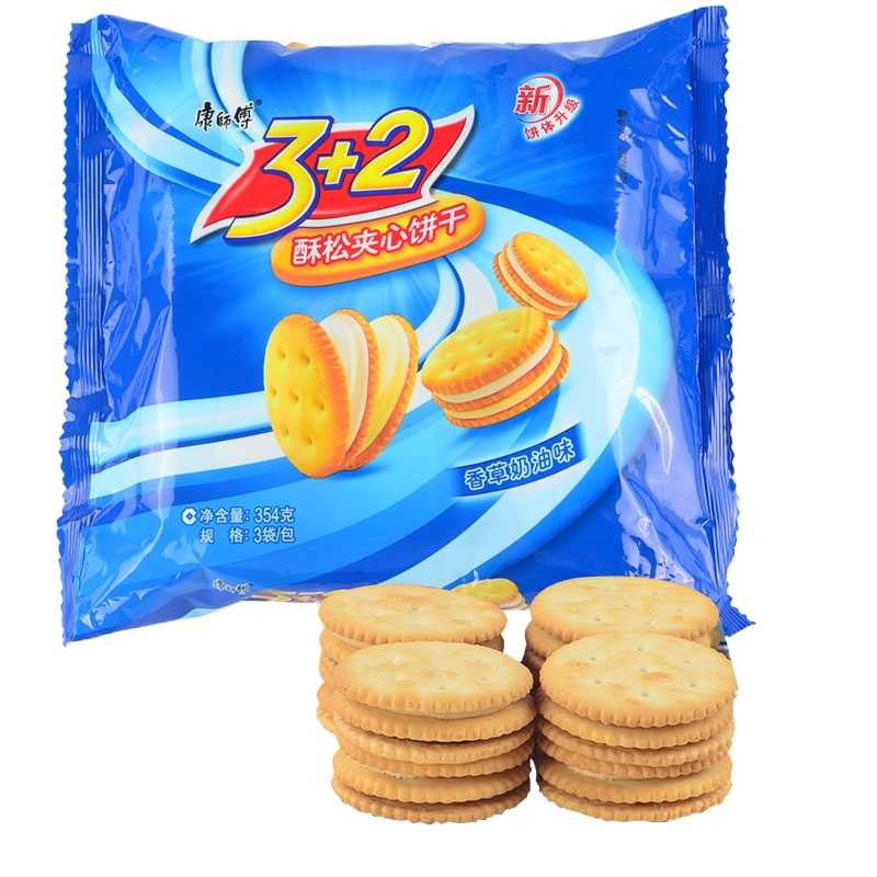 康师傅3+2酥松夹心香草奶油味354G