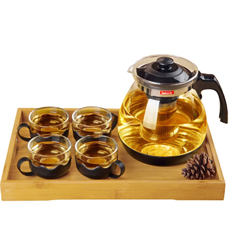 WQSC紫丁香耐热玻璃过滤茶壶大容量花茶壶茶杯不锈钢泡茶壶2.3L+清心杯*4（WJS816+BB291*4/WG89）