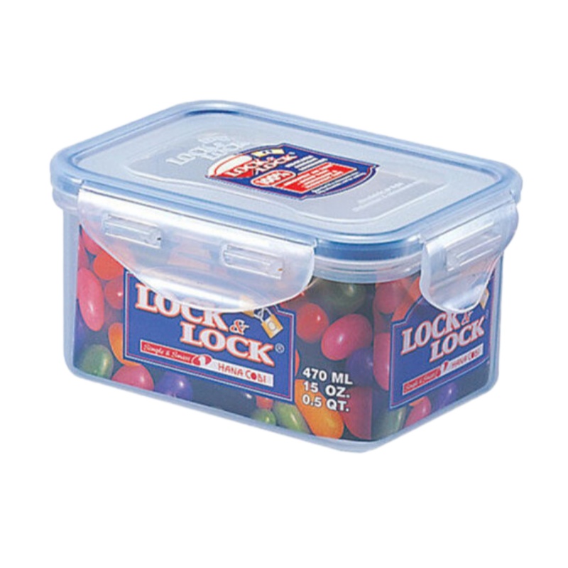 乐扣乐扣(LOCK&LOCK) 塑料保鲜盒长方形饭盒微波炉便当盒冰箱食品盒密封饭盒 HPL807 470ml