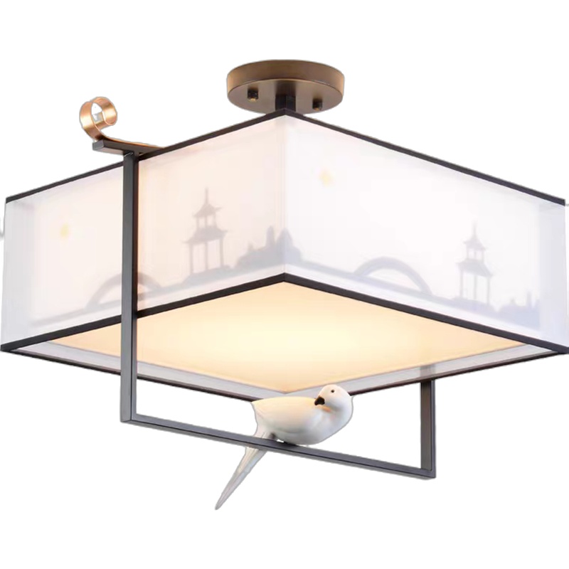 七只蚂蚁新中式长方形灯具新款吸顶灯大堂新中式吸顶灯中国风2020新款简约现代圆形主卧室客房书房灯具复古YML55931