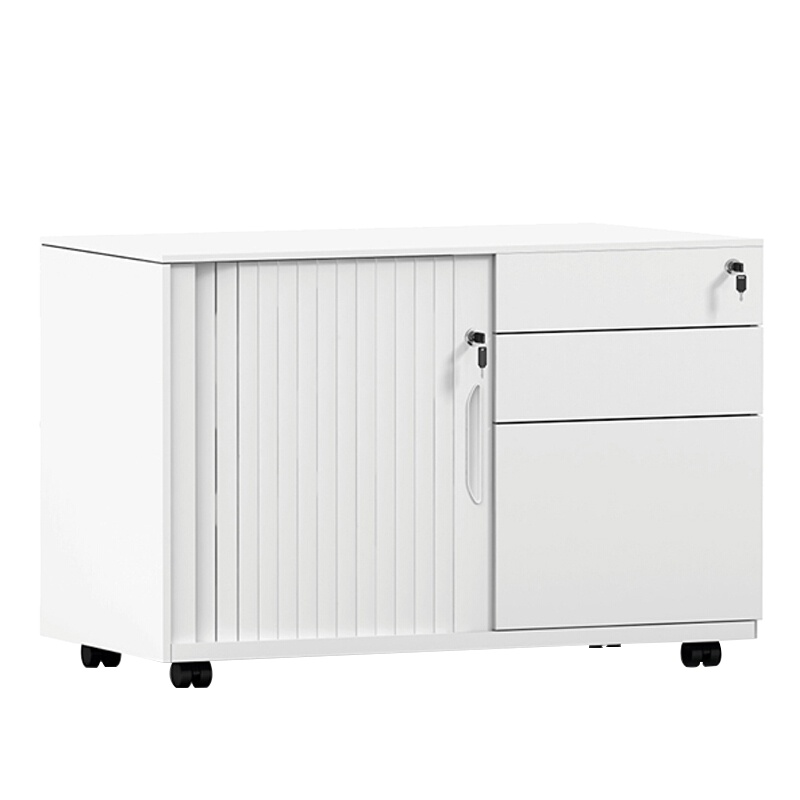 欧宝美文件柜办公柜卷门柜推拉门桌下柜活动柜三抽侧柜DX