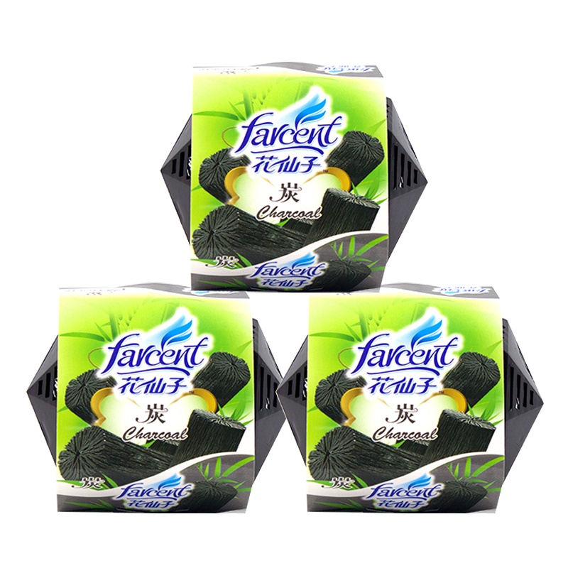 花仙子 活性炭固体清香剂厕所除臭卫生间香薰卧室内持久汽车香水空气清新剂80g 3盒