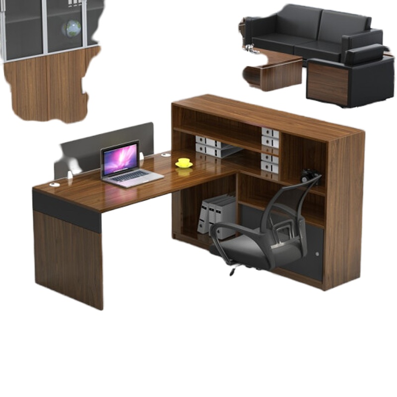 财务办公桌简约现代2/4/6人位屏风隔断职员桌卡座双人办公桌组合 1.7米单人位[右高柜+办公椅]