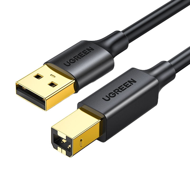 绿联(Ugreen)USB2.0高速打印机线 AM/BM方口镀金接头数据线打印机连接线3米 黑10351