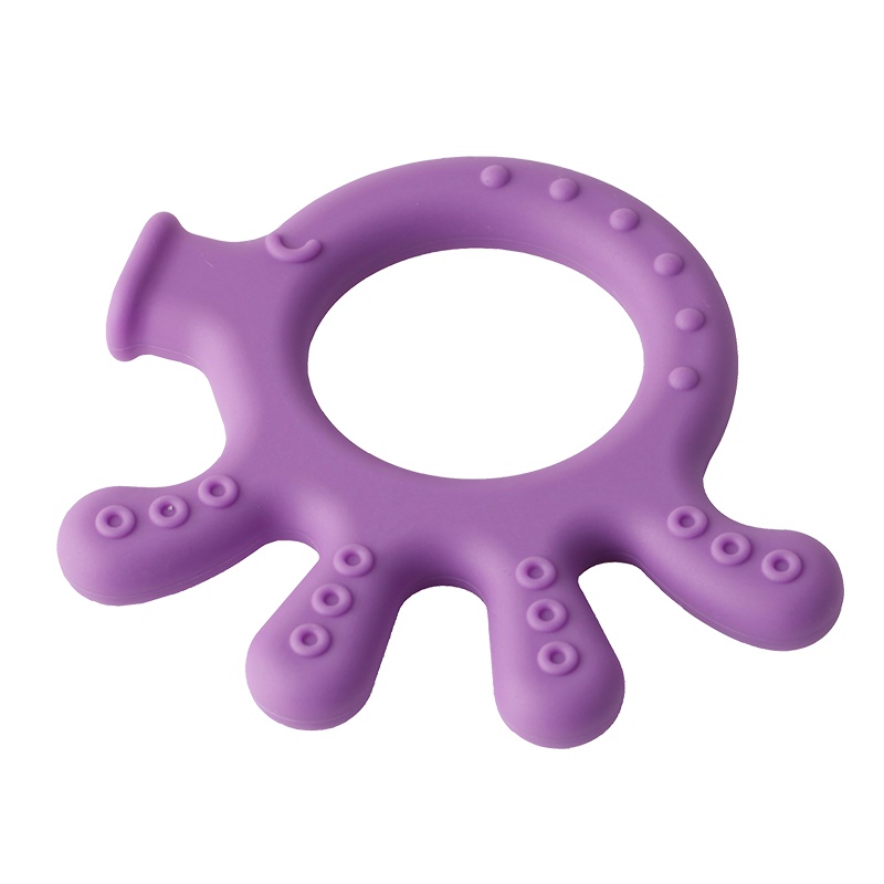 思利满Sillymann 宝宝咬牙胶 婴儿耐咬磨牙棒 带储存盒 章鱼形紫色 铂金硅胶