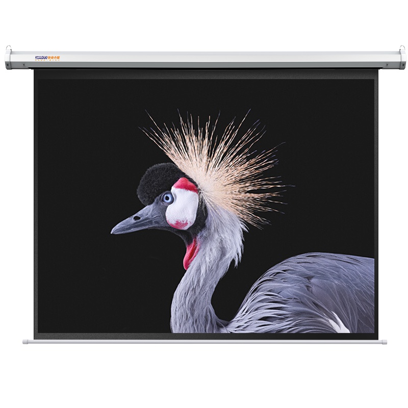快朵小屋 电动幕布84寸4:3白塑遥控自动升降投影机壁挂幕 家用高清投影仪白玻纤大屏幕