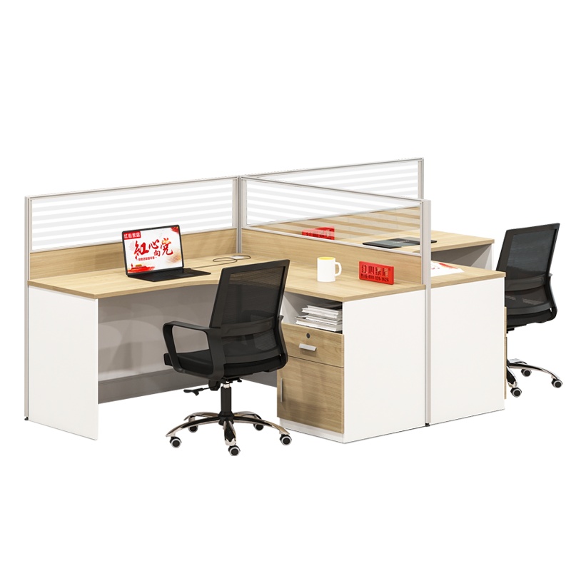 【红心家居】办公桌卡座双人员工位T型职员板式电脑桌椅办公家具带椅子