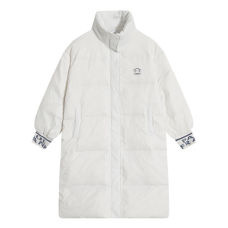 PaulFrank/大嘴猴秋冬羽绒服女中长款韩版立领宽松大衣X M 白色