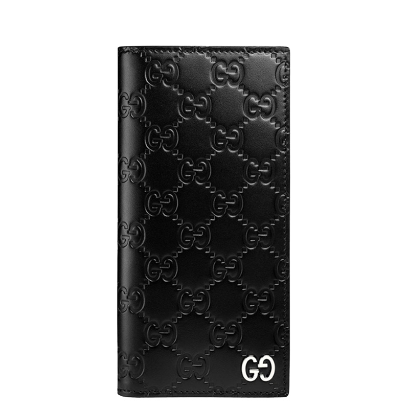 [直营]GUCCI古驰DORIAN系列经典双G标志压纹皮革对折长款钱包手拿包男女通用
