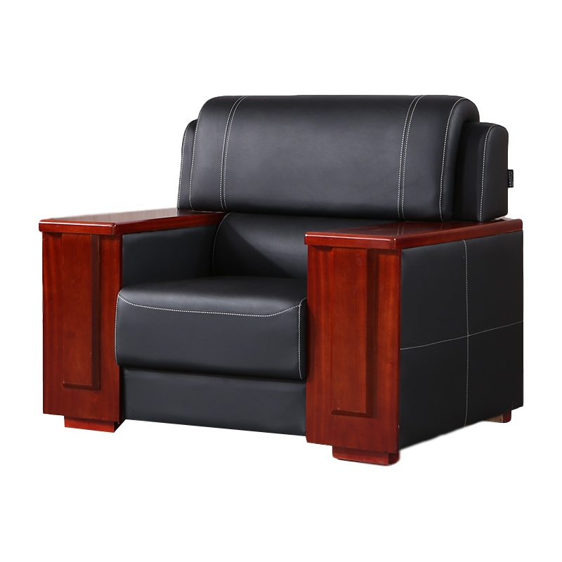 慧采云 办公家具办公沙发会客接待沙发实木扶手单人位沙发商务办公沙发