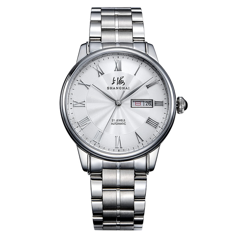 上海牌手表 正品男表全自动机械表休闲情侣款男士女士腕表国产钢带防水3010