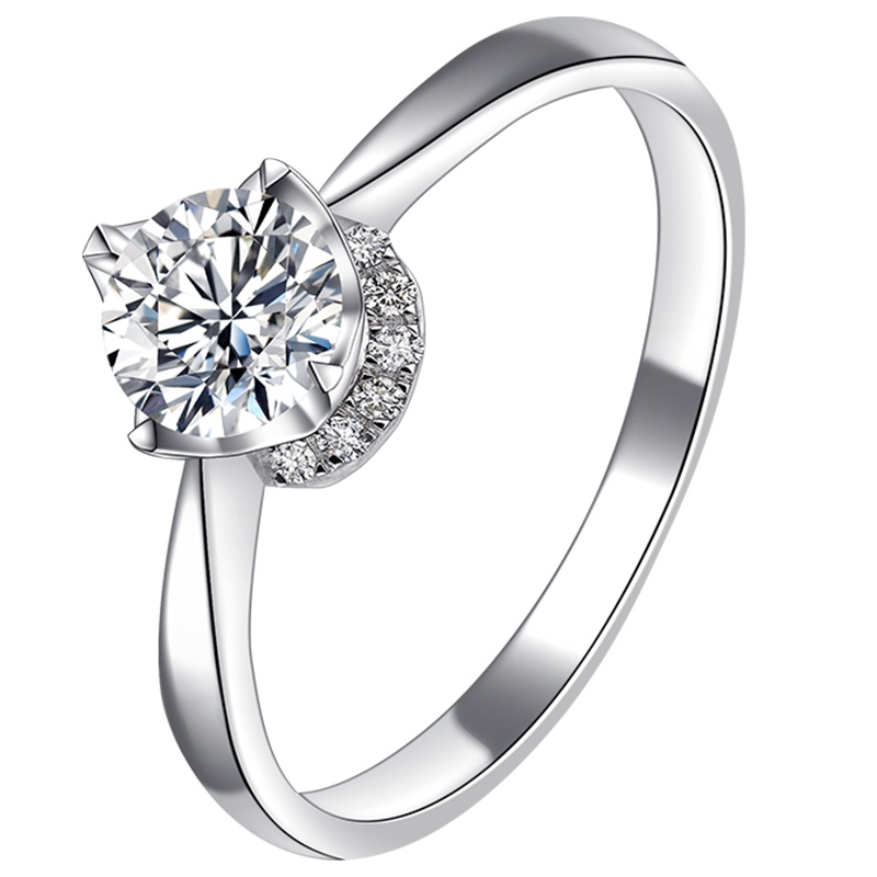 梦克拉 18K金钻石戒指群镶戒指求婚戒指结婚钻戒女戒 流光溢彩