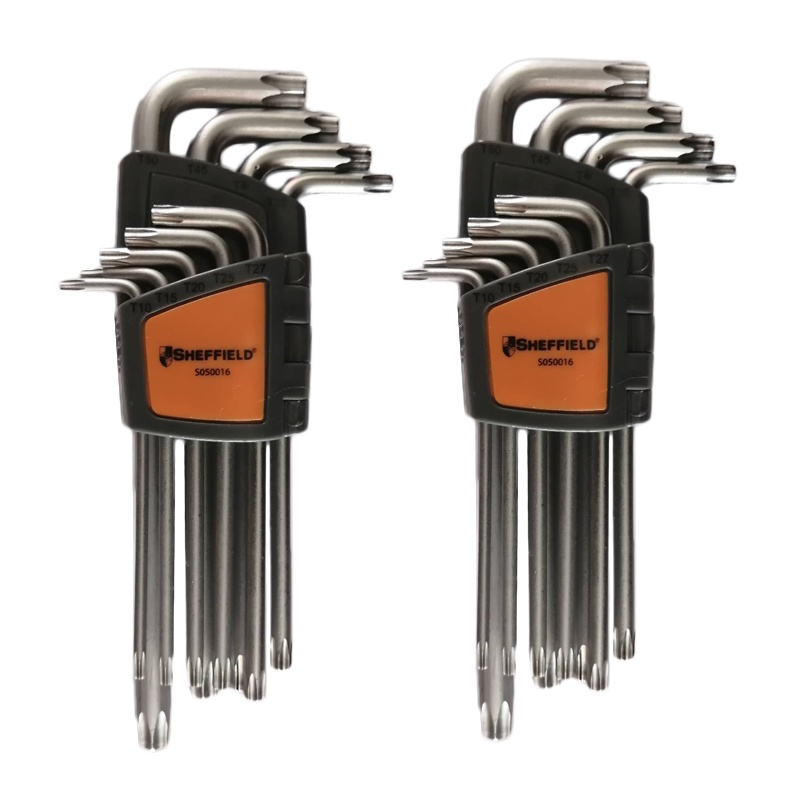 钢盾S050016 9件套加长L型中孔 花形扳手T10-T50