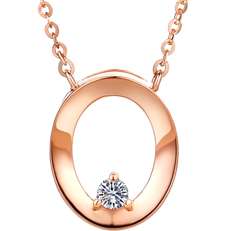 钻石世家ChicGirl系列 18K金钻石项链 时尚玫瑰金钻石吊坠女 情人节礼物送女友 主石3分