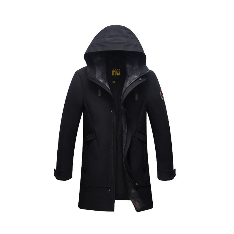 雅鹿男装羽绒服男中长款冬季新款连帽男士保暖修身外套L18885